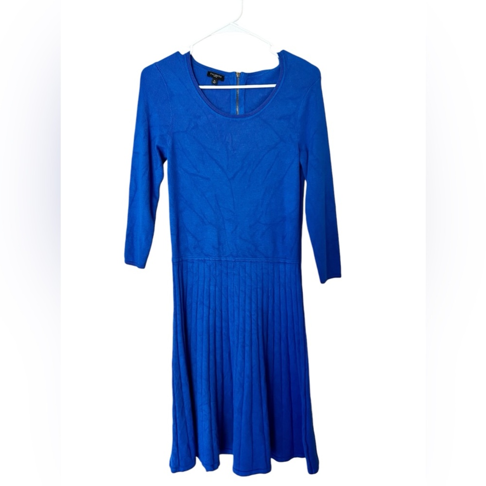 Talbots MP Blue Pleated Knit Sweater Dress Size S
